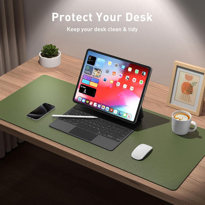 Aothia Leather Office Desk Pad Protector, Non-Slip PU Leather Desk Blotter, Waterproof Laptop Writing Mouse Pad for Office and Home, Black, 31.5" x 15.7" - Colors A
