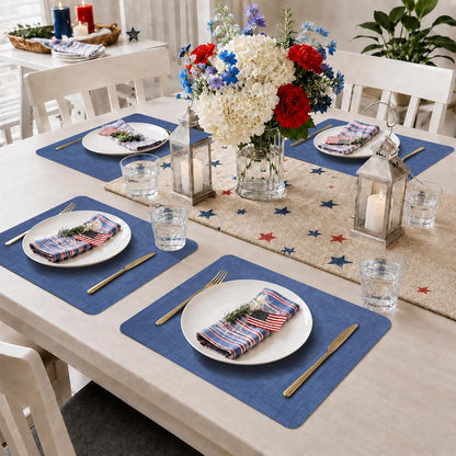 Maxpearl Faux Leather Placemats Set of 6 - Waterproof - Wipe Clean - Heat Resistant - Anti Slip Dining Table Place Mats, Suitable for Indoor & Outdoor Use, 17’’×12’’, Beige