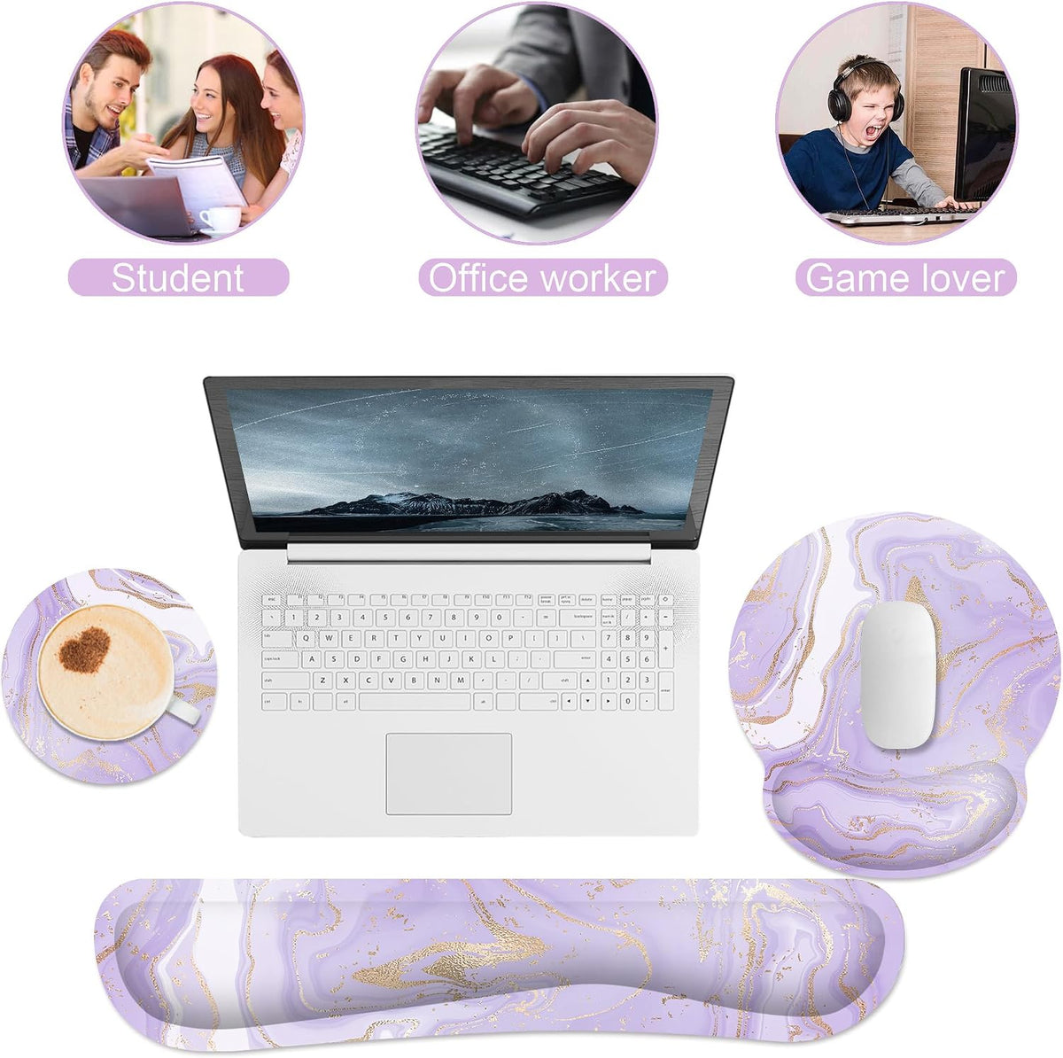 Ergonomic Mouse Pad with Wrist Rest and Keyboard Wrist Rest, Mousepad