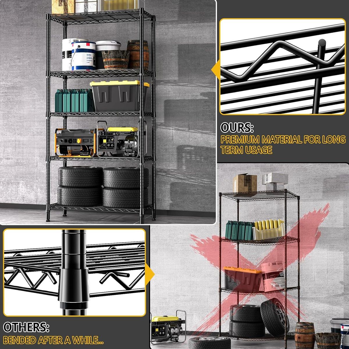M MZG 450 lbs Steel Storage Shelving 3-Tier Utility Shelving Unit Steel Organizer Wire Rack for Home,Kitchen,Office (11.8" D x 17.7" W x 26.3" H) - Colors A