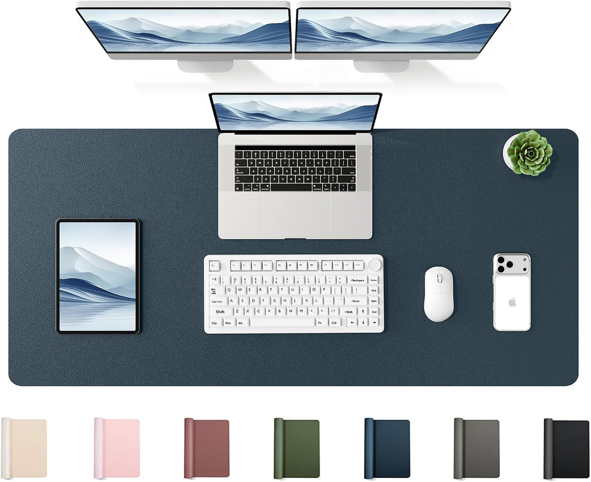35.4" x 17" Large PU Leather Desk Mat for Keyboard and Mouse - Waterproof Non-Slip Desk Pad Protector for Office, Home, Writing Desk, Black