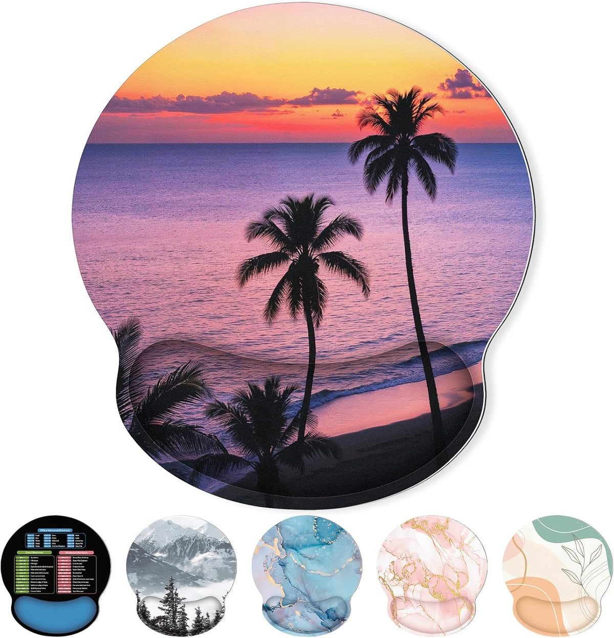 KONVINIT Ergonomic Mouse Pad with Wrist Rest, Small Mousepad with Non-Slip Rubber Base and Smooth Surface, Beach Mouse Pads for Desk, Office Desk Accessories