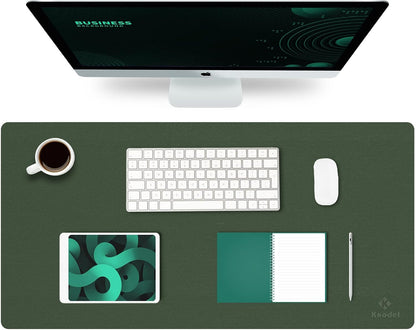 K KNODEL Large Office Leather Desk Mat, Mouse and Keyboard Pad, Computer and Laptop Mat, Desktop Protector and Cover, Writing Pad and Blotter (31.5"x15.7", Black)