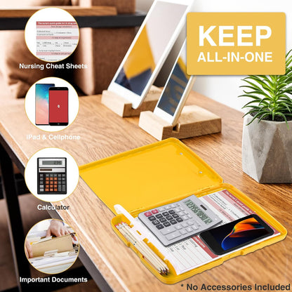 Clipboard with Storage, Clip Board 8.5 x 11 with Pen Holder, High Capacity Plastic Organization Case Box for Letter Legal A4 Size Paper, Nurses Teachers Must Haves, School & Office Supplies