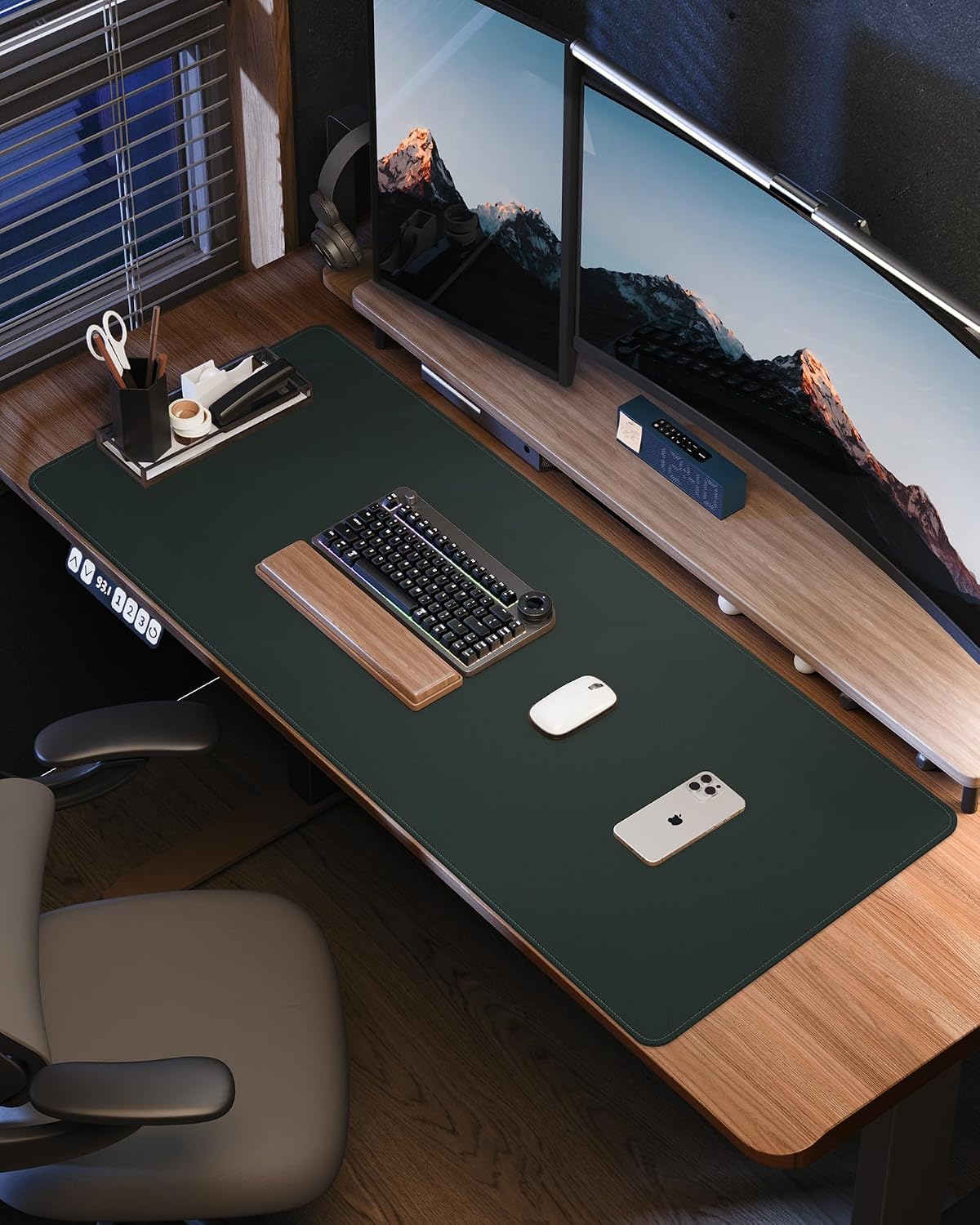 AFIING Large Desk Mat 55" x 24" - PU Leather Desk Pad Protector, Waterproof Non-Slip Extended Mouse Pad for Office Desk, Keyboard, Laptop and Home Workspace (Black)