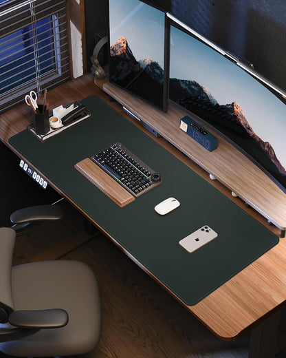 AFIING Large Desk Mat 55" x 24" - PU Leather Desk Pad Protector, Waterproof Non-Slip Extended Mouse Pad for Office Desk, Keyboard, Laptop and Home Workspace (Black)