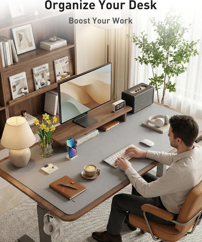 Aothia Leather Office Desk Pad Protector, Non-Slip PU Leather Desk Blotter, Waterproof Laptop Writing Mouse Pad for Office and Home, Black, 31.5" x 15.7" - Colors A