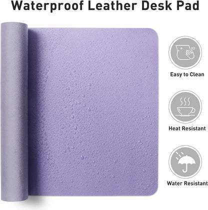 Aothia Leather Office Desk Pad Protector, Non-Slip PU Leather Desk Blotter, Waterproof Laptop Writing Mouse Pad for Office and Home, Black, 31.5" x 15.7" - Colors B