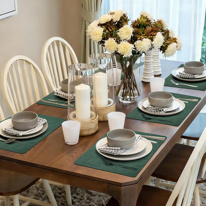 Maxpearl Faux Leather Placemats Set of 6 - Waterproof - Wipe Clean - Heat Resistant - Anti Slip Dining Table Place Mats, Suitable for Indoor & Outdoor Use, 17’’×12’’, Beige