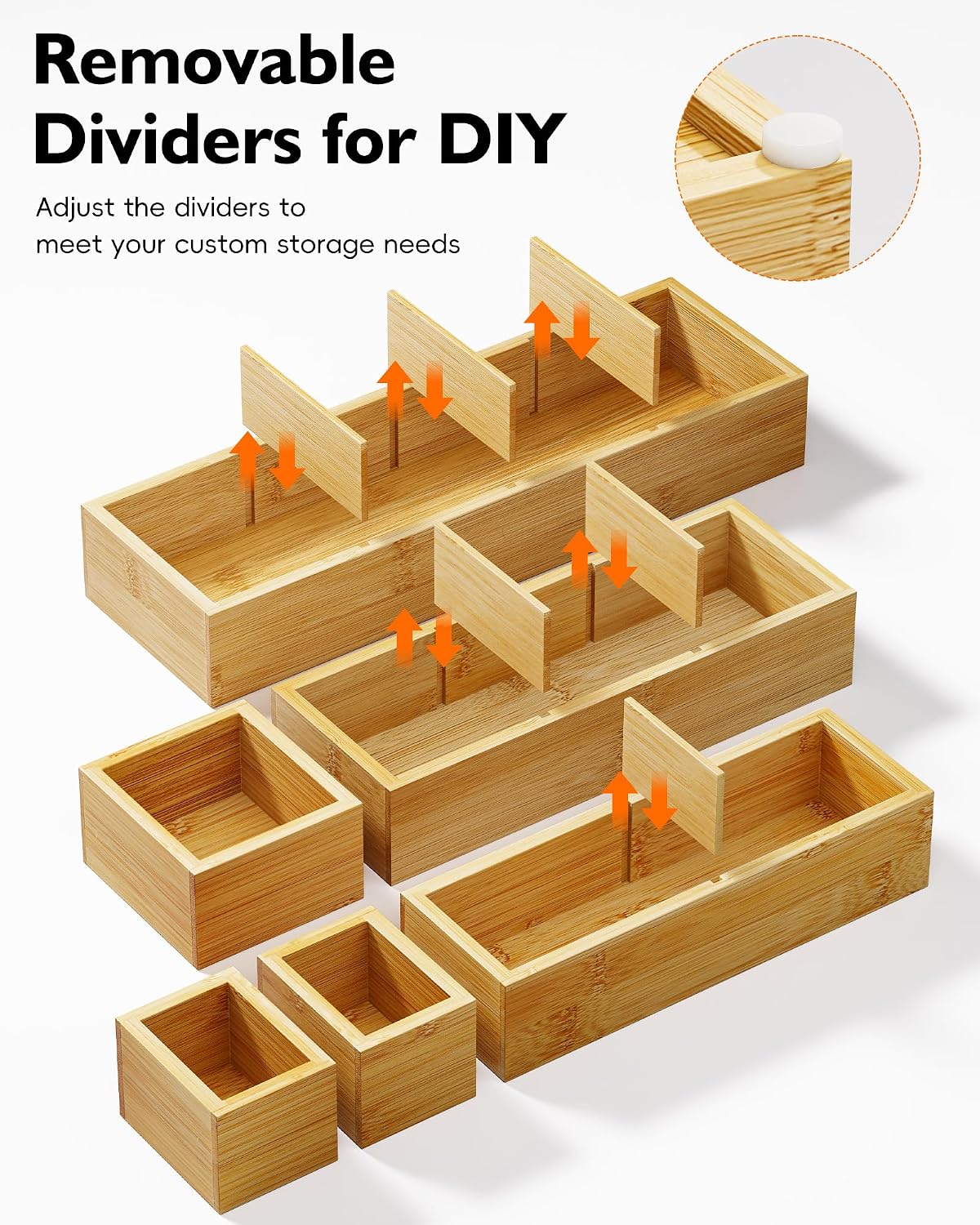Bamboo Drawer Organizer with 9 Adjustable Compartments, Office Desk Organization Tray for Office Utensils, Supplies, Makeup, Jewelry, and More – Ideal for Desk or Drawer Storage