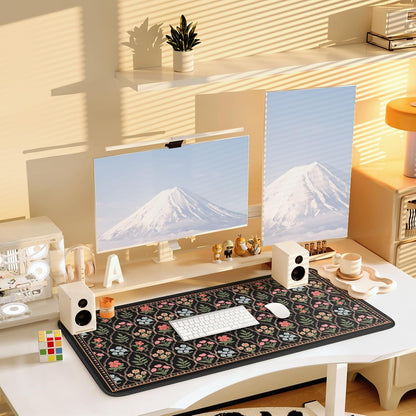 Desk Mat,Mouse Pad for Office Desk,35.4x15.7in,Pink Flowers