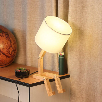 HAITRAL Cute Desk Lamp - Creative Table Lamp with Wood Base Changeable Shape Desk Lamp for Bedroom, Study, Office, Kids Room