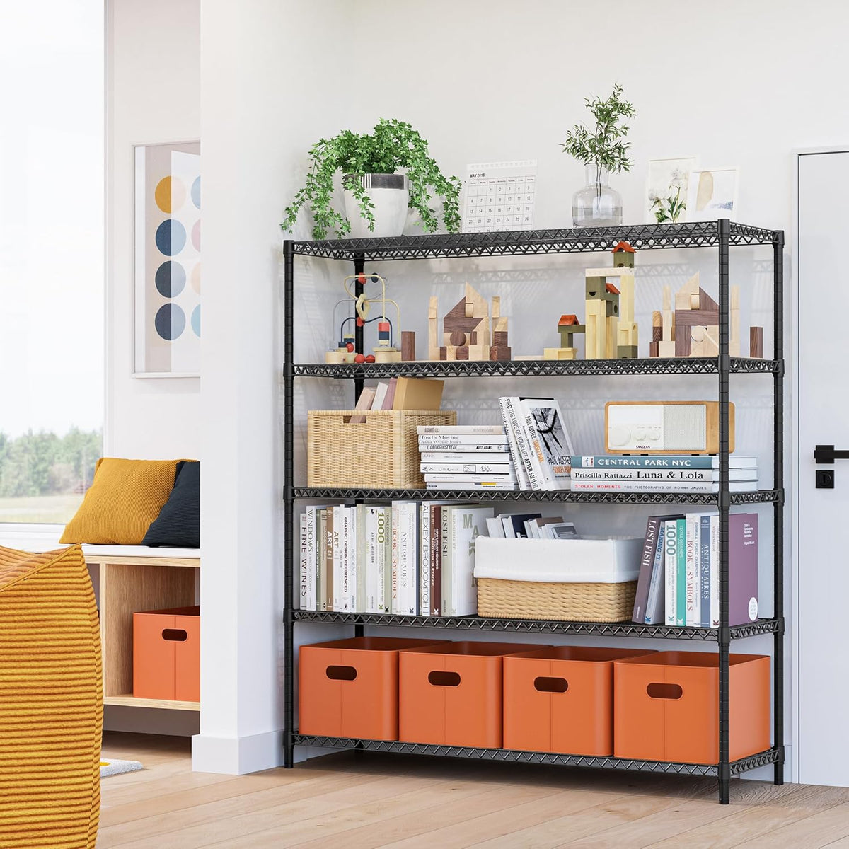 M MZG 450 lbs Steel Storage Shelving 3-Tier Utility Shelving Unit Steel Organizer Wire Rack for Home,Kitchen,Office (11.8" D x 17.7" W x 26.3" H) - Colors A