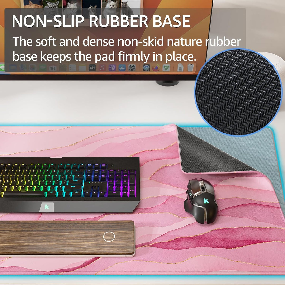 KTRIO Large Gaming Mouse Pad Desk Mat for Gamer, 31.5" x 11.8", Black, XL | Extended Size Design, Superior Micro-Weave Cloth, Non-Slip Rubber Base, Durable Stitched Edges, Water-Resistant Coating