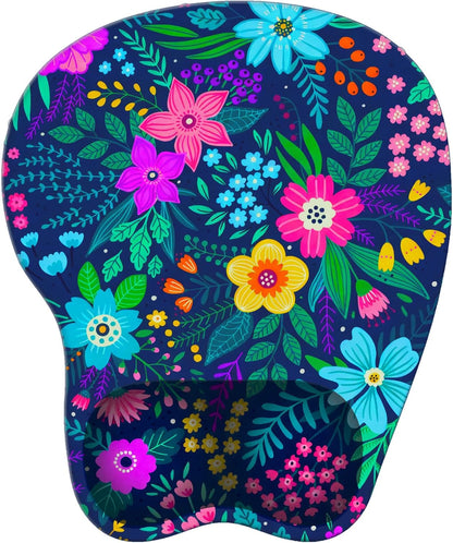 Wrist Support Mouse Pad Anti Slip Rubber Wrist Rest Mousepad 9in X 8in Small Desktop Notebook Mouse Mat for Working and Gaming (M-Pink Floral)