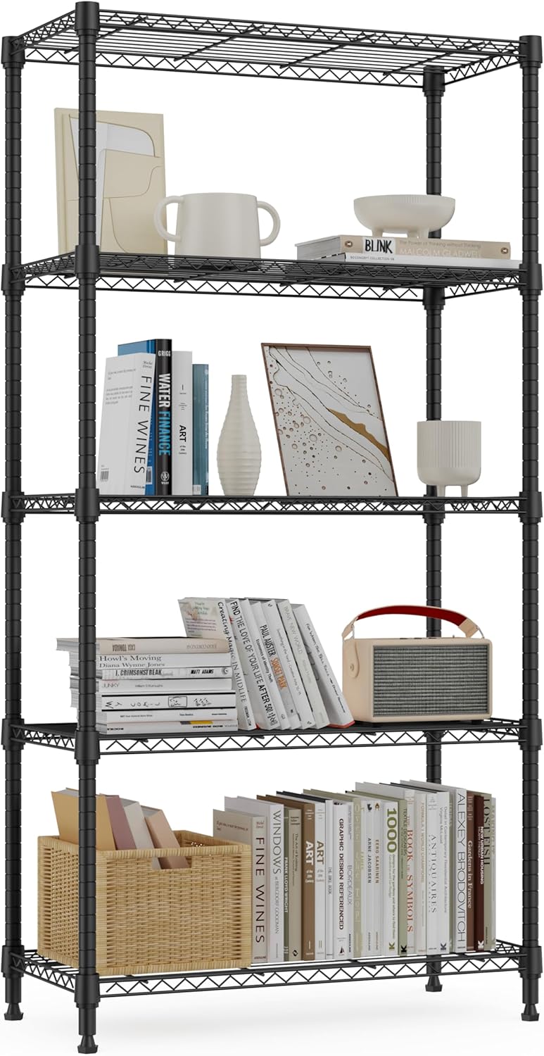 M MZG 450 lbs Steel Storage Shelving 3-Tier Utility Shelving Unit Steel Organizer Wire Rack for Home,Kitchen,Office (11.8" D x 17.7" W x 26.3" H) - Colors A