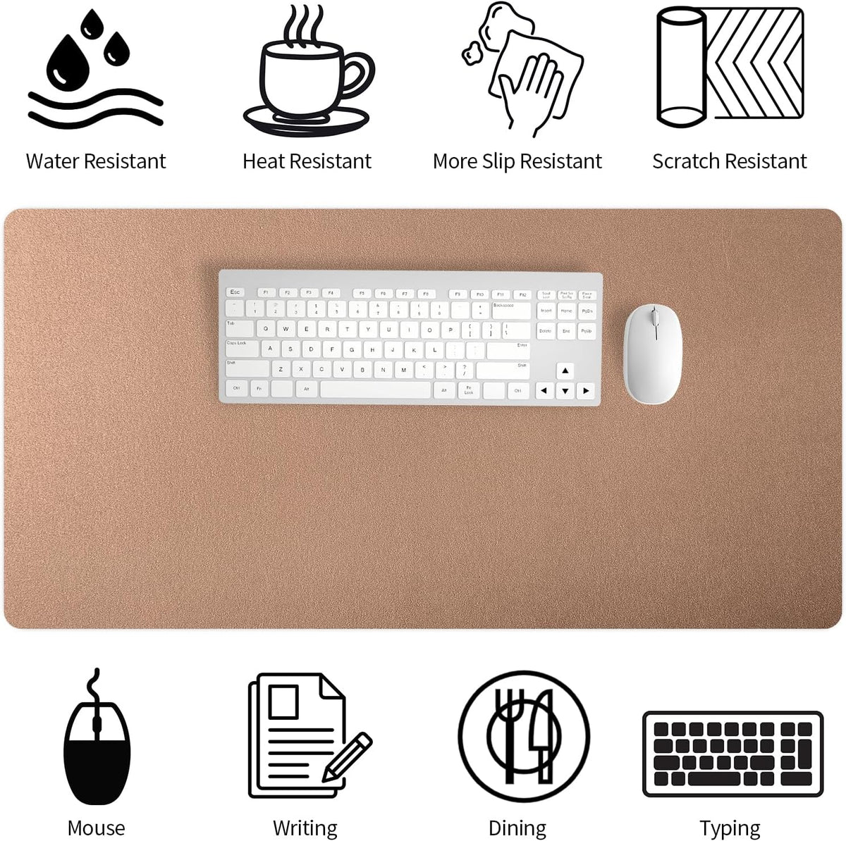 Bloss Leather Desk Pad and Keyboard Wrist Rest, Large Mouse Pad + Keyboard Pad+Mouse Wrist Support, Non-Slip Desk Mat Protector for Office, Home(31.5×15.7 Inches,Beige) - Colors B