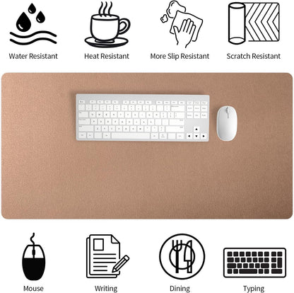 Bloss Leather Desk Pad and Keyboard Wrist Rest, Large Mouse Pad + Keyboard Pad+Mouse Wrist Support, Non-Slip Desk Mat Protector for Office, Home(31.5×15.7 Inches,Beige) - Colors B
