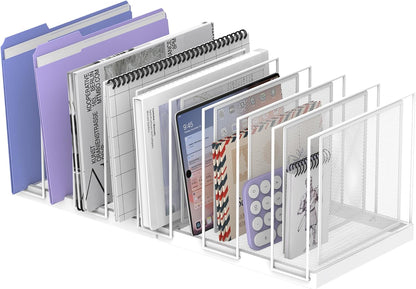 File Organizer for Desk, 5-Section Vertical File Sorter, Paper Holder Organizer Standing Metal File Folder for Office Home Classroom, Black