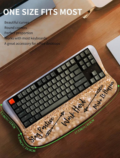 Ergonomic Wave Wrist Rest with Keyboard Stand, Cushioned Palm Rest, Comfortable Integrated Memory Foam for Natural Typing and Relieve Wrist Pain, Dark Night Black