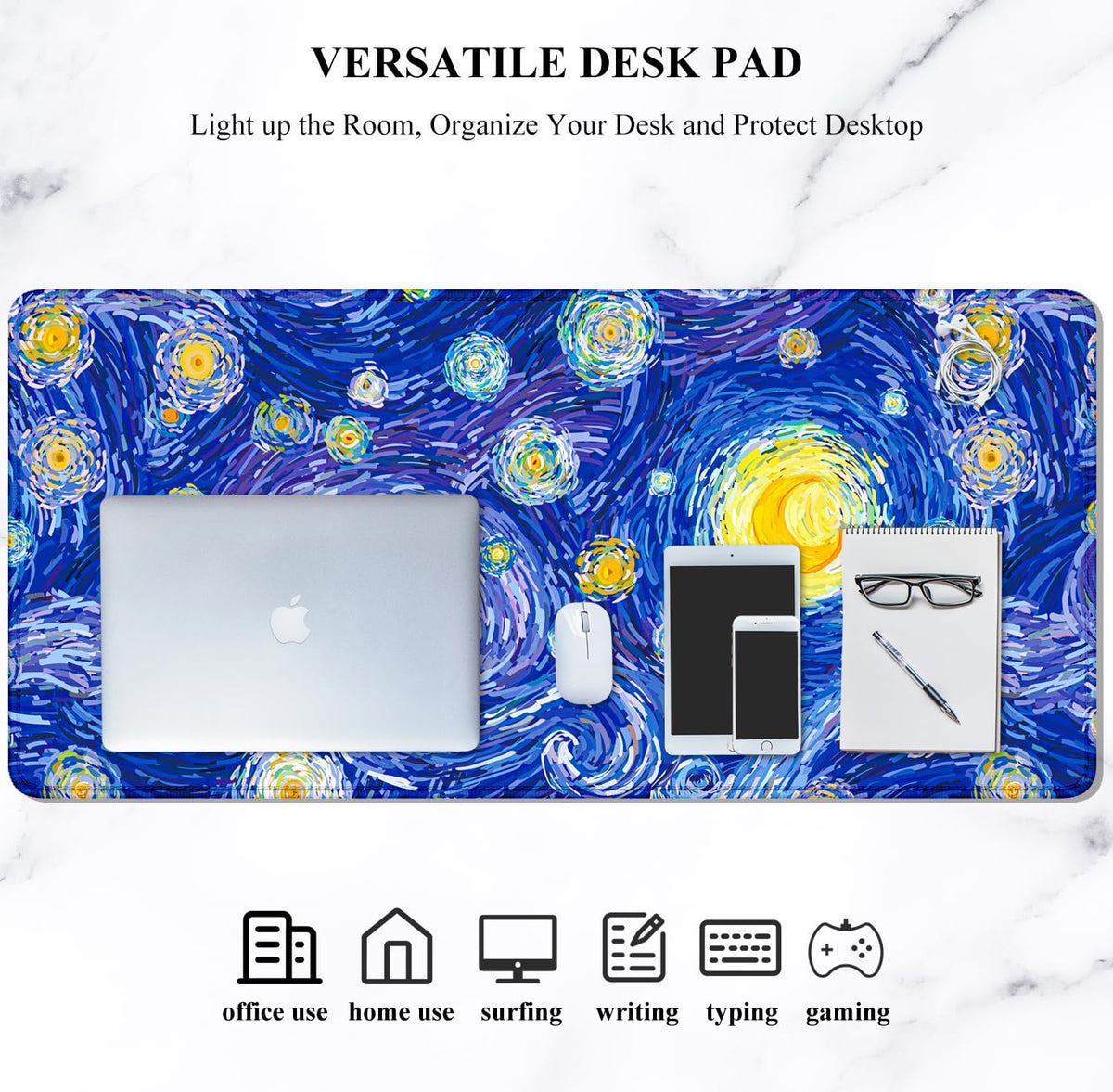 Auhoahsil Desk Mat, Ultra Large Mouse Pad, XXL Gaming Mousepad, Green Tropical Leaves Deskpad, Big Extended Full Size Mouse Pad, Desktop Desk Matt for Keyboard, Laptop & Computer, 35.5 x 15.7 in - Colors A