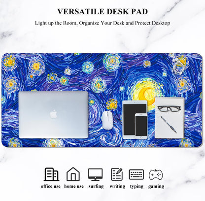 Auhoahsil Desk Mat, Ultra Large Mouse Pad, XXL Gaming Mousepad, Green Tropical Leaves Deskpad, Big Extended Full Size Mouse Pad, Desktop Desk Matt for Keyboard, Laptop & Computer, 35.5 x 15.7 in - Colors A