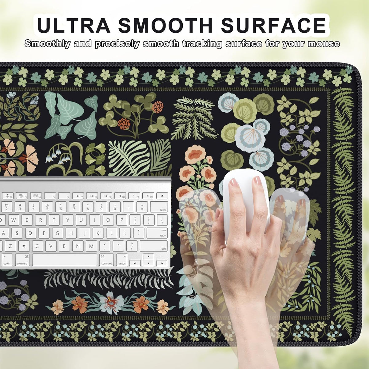 Desk Mat,Mouse Pad for Office Desk,35.4x15.7in,Pink Flowers