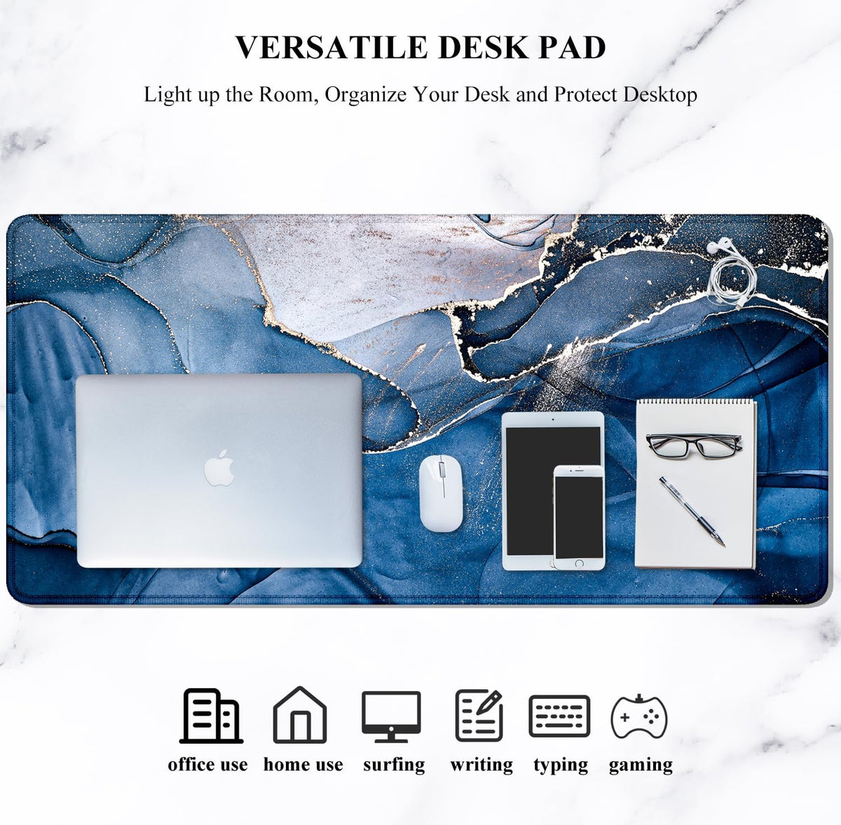 Auhoahsil Desk Mat, Ultra Large Mouse Pad, XXL Gaming Mousepad, Green Tropical Leaves Deskpad, Big Extended Full Size Mouse Pad, Desktop Desk Matt for Keyboard, Laptop & Computer, 35.5 x 15.7 in - Colors A