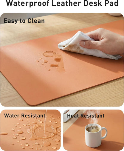 Aothia Leather Office Desk Pad Protector, Non-Slip PU Leather Desk Blotter, Waterproof Laptop Writing Mouse Pad for Office and Home, Black, 31.5" x 15.7" - Colors A
