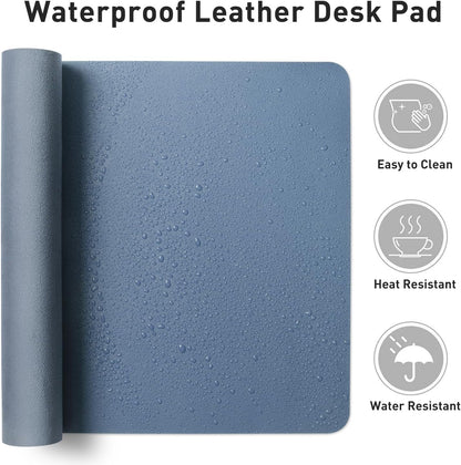 Aothia Leather Office Desk Pad Protector, Non-Slip PU Leather Desk Blotter, Waterproof Laptop Writing Mouse Pad for Office and Home, Black, 31.5" x 15.7" - Colors B
