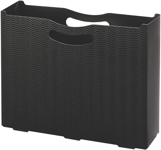Smead Poly File Box, 3" Expansion, Die-Cut Handles, Letter Size, Black Wave Pattern (71631)