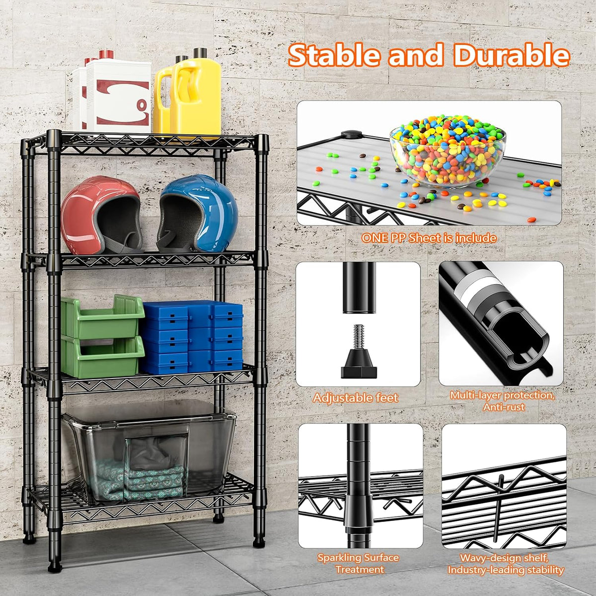 M MZG 450 lbs Steel Storage Shelving 3-Tier Utility Shelving Unit Steel Organizer Wire Rack for Home,Kitchen,Office (11.8" D x 17.7" W x 26.3" H) - Colors B