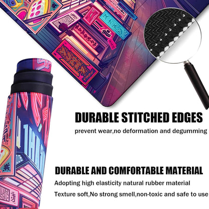 31.5" x 15.7" Waterproof Fabric Desk Pad, Rubber Anti-Slip Base, Stitched Edges No Curling, Fits Laptop Keyboard and Mouse, Smooth Office Mat Large Mouse Pad for Work Game, Black