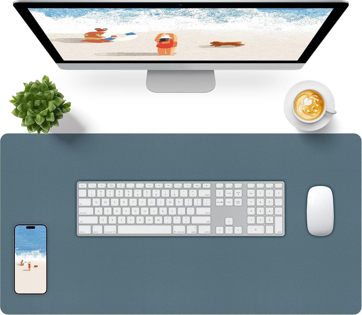 Bloss Leather Desk Pad and Keyboard Wrist Rest, Large Mouse Pad + Keyboard Pad+Mouse Wrist Support, Non-Slip Desk Mat Protector for Office, Home(31.5×15.7 Inches,Beige) - Colors B