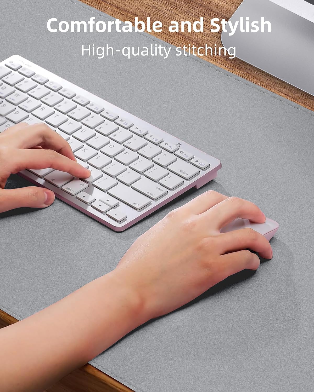 AFIING Large Desk Mat 55" x 24" - PU Leather Desk Pad Protector, Waterproof Non-Slip Extended Mouse Pad for Office Desk, Keyboard, Laptop and Home Workspace (Black)