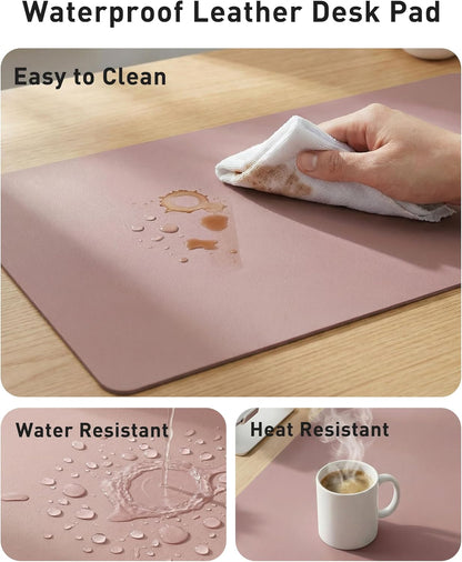 Aothia Leather Office Desk Pad Protector, Non-Slip PU Leather Desk Blotter, Waterproof Laptop Writing Mouse Pad for Office and Home, Black, 31.5" x 15.7" - Colors A