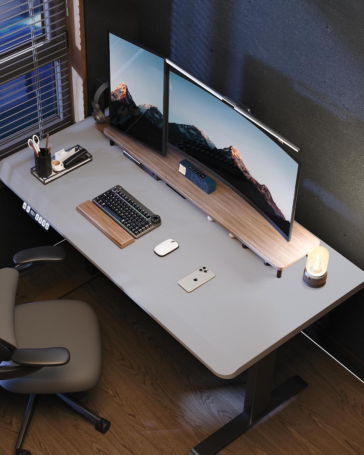 AFIING Large Desk Mat 55" x 24" - PU Leather Desk Pad Protector, Waterproof Non-Slip Extended Mouse Pad for Office Desk, Keyboard, Laptop and Home Workspace (Black)
