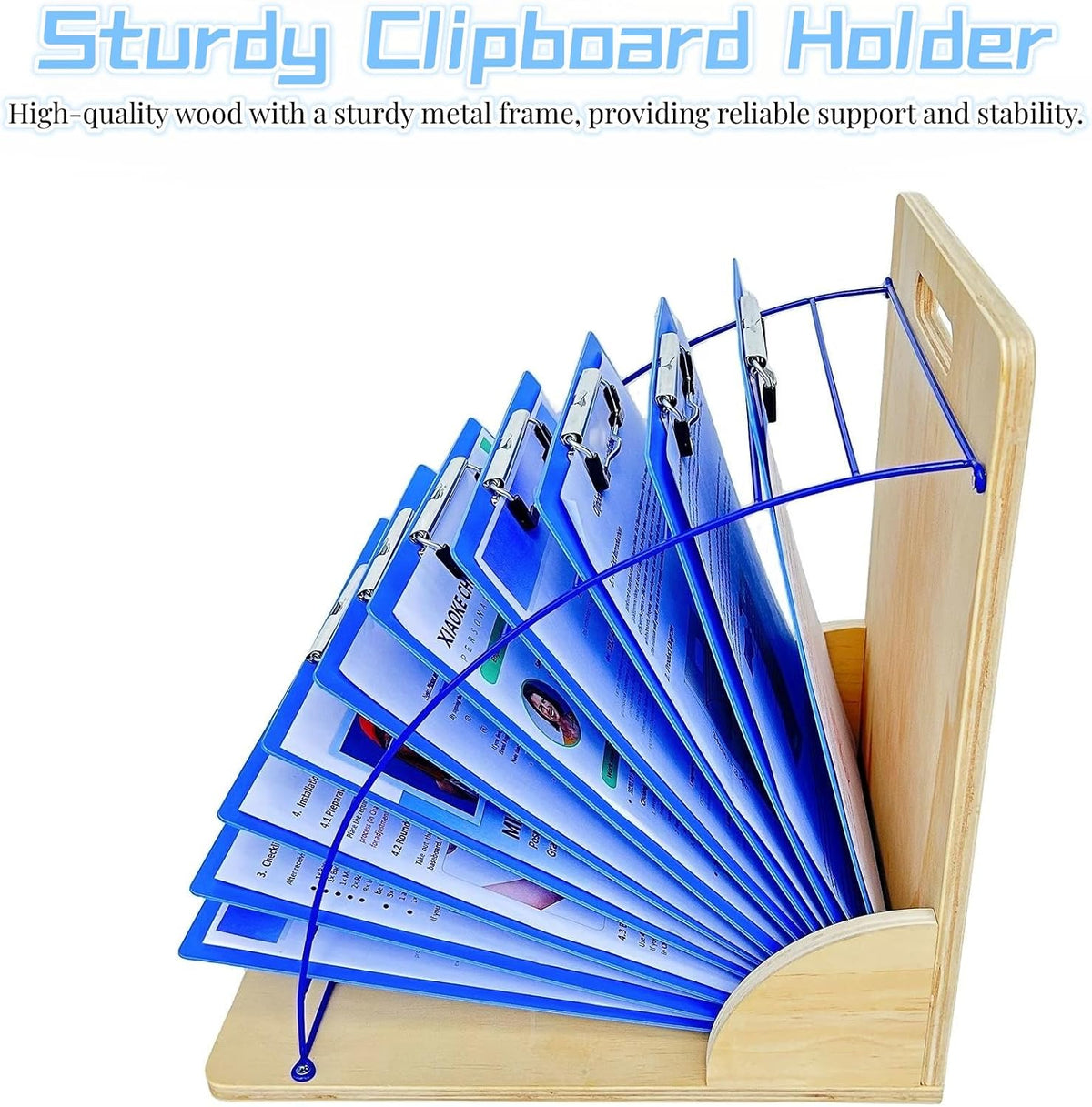 CuleedTec Clipboard Holder, Clipboard Storage Rack | Wooden Clipboards Stand with Sturdy Metal Shelf | Clipboard Organizer for Classroom, Office, and Home (Assembly Required) (2 PCS)
