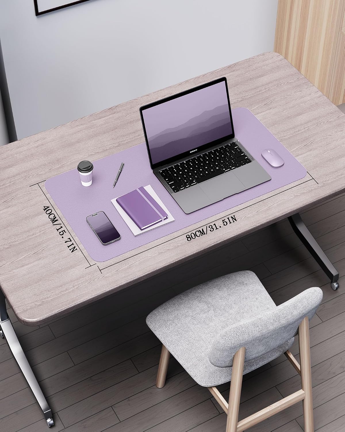 Double-Sided Desk Pad, 31.5"x15.7"Leather Desk Mat, Eco Cork Desk Pad Protector,Large Mouse Pad,Waterproof Desk Blotter for Office/Home(Coffee)