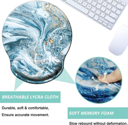 Mouse Pad with Wrist Support, Ergonomic Mouse Pad with Memory Foam Wrist Rest Cushion, Non-Slip Rubber Base Gaming Mice Pad for Home Office Computer Laptop, Flower Black