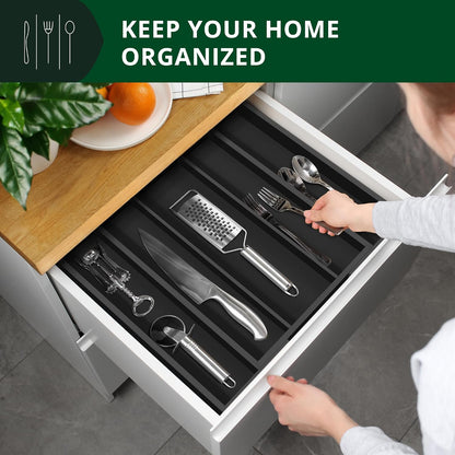 ROYAL CRAFT WOOD Luxury Bamboo Kitchen Drawer Organizer - Silverware Organizer, Utensil Holder & Cutlery Tray Drawer Dividers for Flatware (9 Slot, Natural)