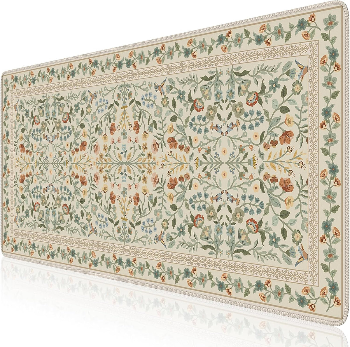 iCasso Desk Mat for Keyboard and Mouse, Large Mouse Pad, Desk Pad Mat, Anti-Slip Big Mousepad with Stitched Edges for Computer Desktop(Deep Green)