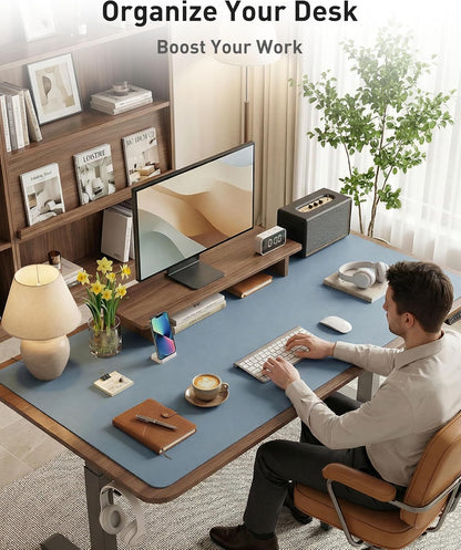 Aothia Leather Office Desk Pad Protector, Non-Slip PU Leather Desk Blotter, Waterproof Laptop Writing Mouse Pad for Office and Home, Black, 31.5" x 15.7" - Colors B