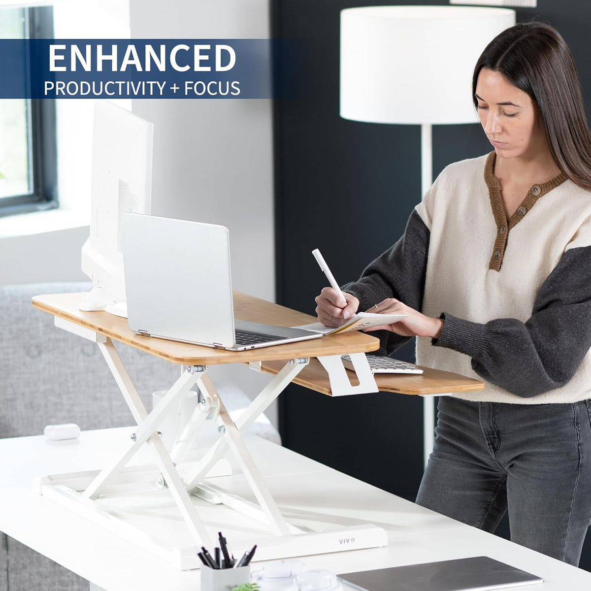 Black 32 in Standing Desk Converter, DESK-V000K