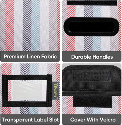 BALEINE File Organizer Box with Lid, Collapsible File Folder Organizer with Plastic Slide, Hanging File Folder Box for Office Document Storage (Black)