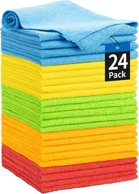 Microfiber Cleaning Cloth, Cleaning Rags Microfiber Towel Bulk Absorbent Lint-Free Wash Cloths, All-Purpose Shop Towels for Cars, Automotive, Garage, Home & Kitchen 11.5"*11.5"