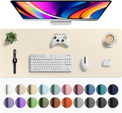 Aothia Leather Office Desk Pad Protector, Non-Slip PU Leather Desk Blotter, Waterproof Laptop Writing Mouse Pad for Office and Home, Black, 31.5" x 15.7" - Colors B