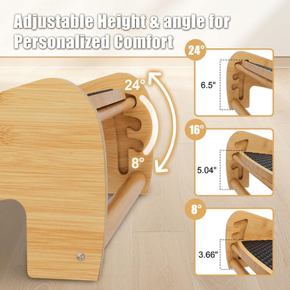 Upgraded Under Desk footrest- Bamboo Ergonomic Adjustable Footrest with 3 Height & Angle Settings,Pebble Massage Surface for Improved Posture and Blood Circulation,Home & Office