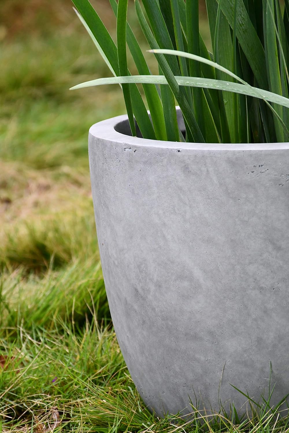 Kante 8.9" H x 10" W Small Concrete Planter, Compact Desktop Plant Pot with Drainage Hole & Rubber Plug – Lightweight Breathable Cement Container for Succulents, Cactus, Herbs, Indoor Outdoor, Gift