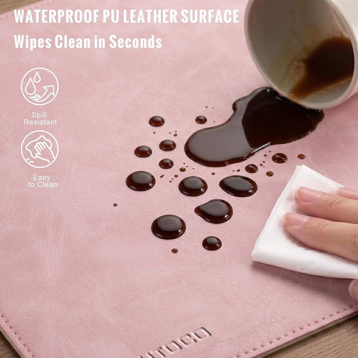 Cork Desk Mat 31.5"x15.7", Distressed PU Leather & Cloth Desk Pad